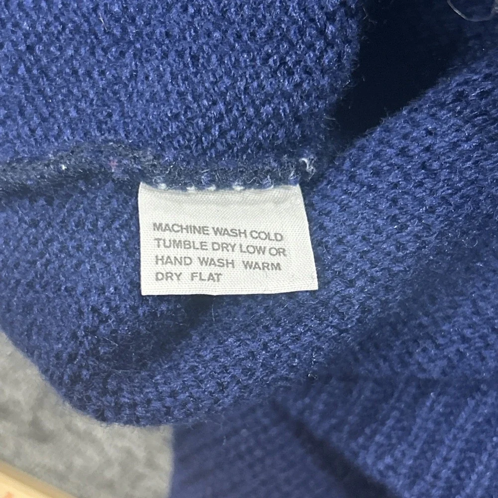 Vintage JaySport V Neck Cable Knit Sweater Mens L Tall Blue Wool Acrylic‎ Brazil